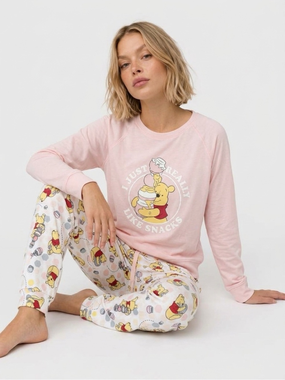Disney Women's Pink Winnie the Pooh Snack Pajama Set